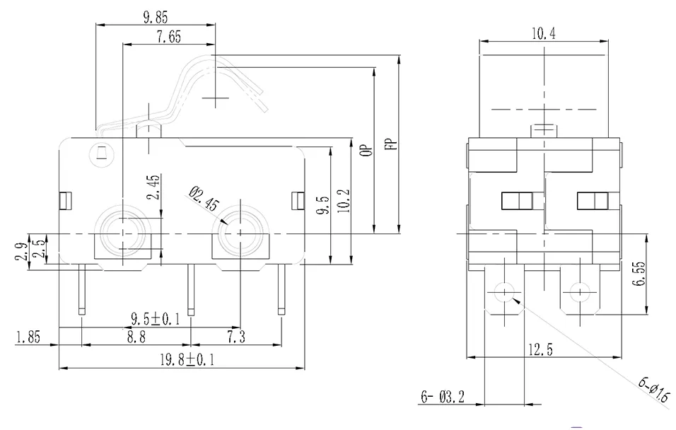 NNC ميكرو سويتش المقاوم للماء NL-10W55-F2-SZ 10A مع رافعة الدوار المحاكاة سويتش عالية السرعة ودقيقة للأتمتة الصناعية 2
