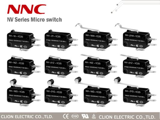 مفتاح ميكرو NNC المقاوم للماء من سلسلة NV مع أنواع مختلفة من الروافع مفتاح عالي السرعة ودقيق للأتمتة الصناعية